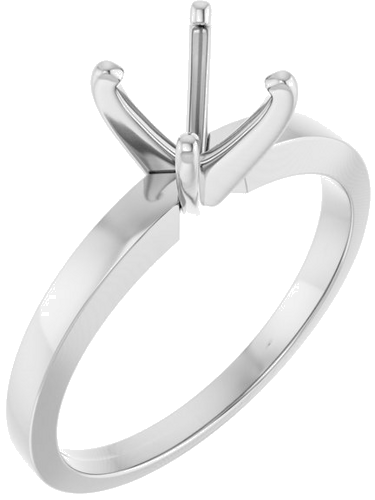 14K White 6.6-7.2 mm Round 4-Prong Solitaire Ring Mounting (1)