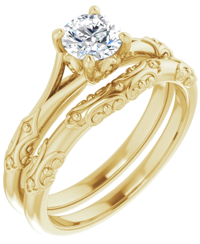 14K Yellow 5.2 mm Round Solitaire Engagement Ring Mounting (6)
