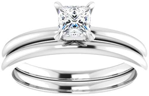 Sužadėtuvių Žiedas „Solitaire“ 585 Baltojo Aukso Square 4mm (8)