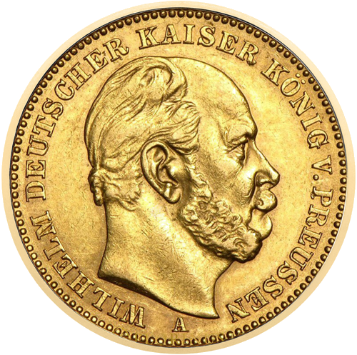 20 марок Вильгельм I (1871–1888) золотая монета Германской империи (1)