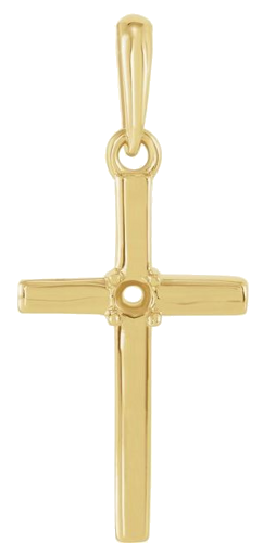 14K Yellow 2.5 mm Round Cross Pendant Mounting (1)