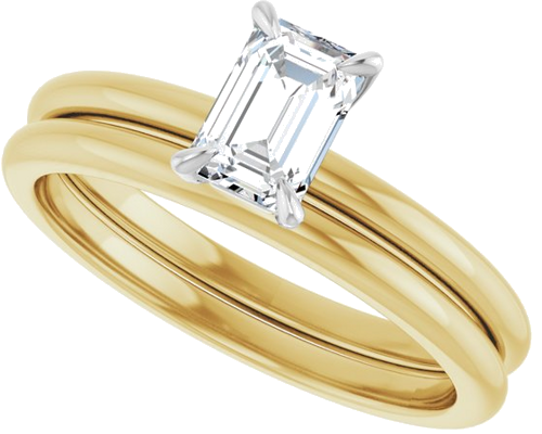 14K Yellow White 6 x 4 mm Emerald Engagement Ring Mounting (10)