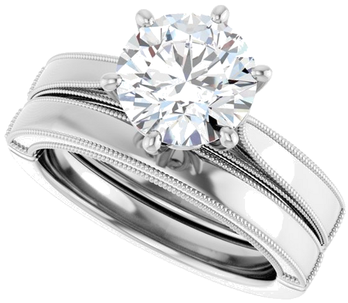 Sužadėtuvių Žiedas „Solitaire“ 585 Baltojo Aukso Round 8mm (10)