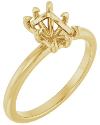 14K Yellow 7x5 mm Emerald Solitaire Engagement Ring Mounting (1)