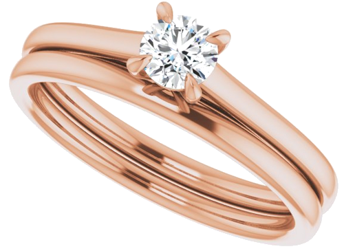 14K Rose  4.1 mm Round Solitaire Engagement Ring Mounting (10)