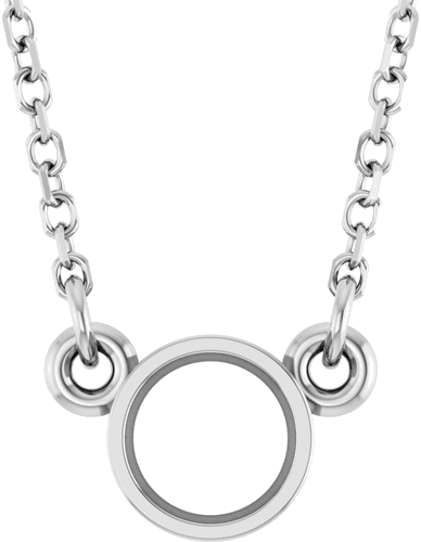 14K White 4.5 mm Round Bezel-Set Solitaire 18  Necklace Mounting (1)