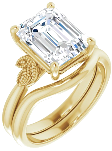 Sužadėtuvių Žiedas „Solitaire“ 585 Geltonojo Aukso Emerald 10mm x 8mm (6)