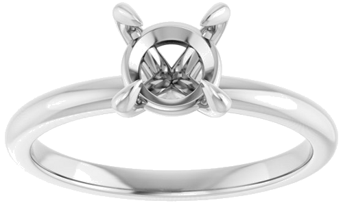 14K White  6.5 mm Round Solitaire Engagement Ring Mounting (3)
