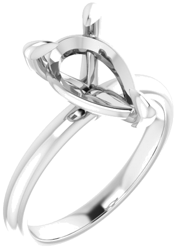 14K White  12x8 mm Pear Solitaire Engagement Ring Mounting (1)