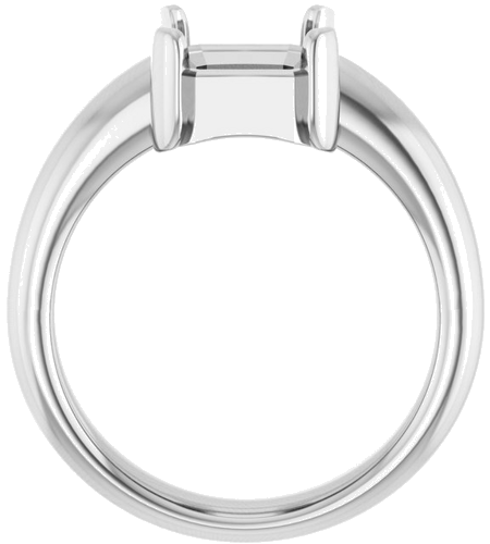 14K White 9 x 7 mm Emerald Half Bezel Solitaire Engagement Ring Mounting (2)