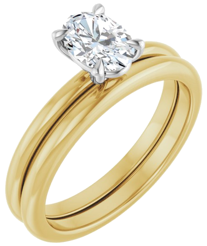 14K Yellow White 7x5 mm Oval Solitaire Engagement Ring Mounting (6)