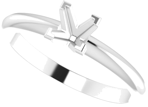 14K White 4.5 mm Square V-End 4-Prong Engagement Ring Mounting (5)