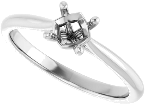 14K White 5.2 mm Round Solitaire Engagement Ring Mounting (5)