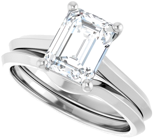 14K White 8x6 mm Emerald Solitaire Engagement Ring Mounting (10)