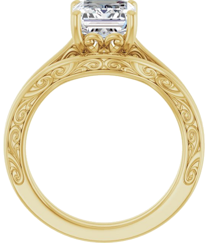 14K Yellow  9x7 mm Emerald Solitaire Engagement Ring Mounting (7)