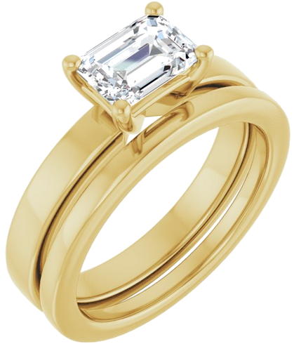 10K Yellow 7x5 mm Emerald Solitaire Engagement Ring Mounting (6)