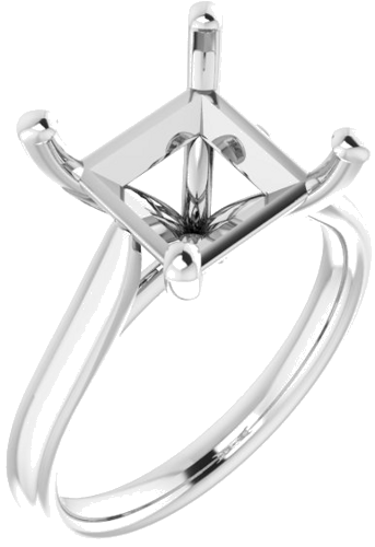 14K White 9 mm Square Engagement Ring Mounting (1)
