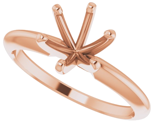 14K Rose 6.6-7.2 mm Round 6-Prong Comfort-Fit Solitaire Ring Mounting (5)