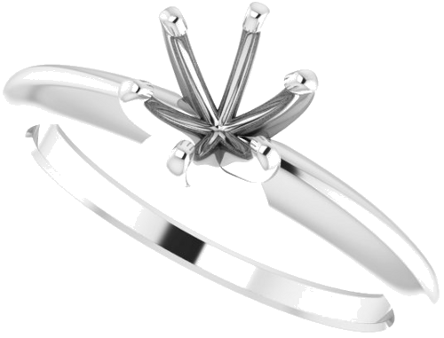 14K White 5.7-6 mm Round 6-Prong Comfort-Fit Solitaire Ring Mounting (5)