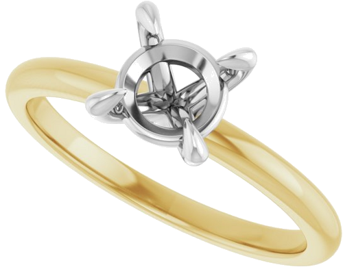 14K Yellow White 6.5 mm Round Engagement Ring Mounting (5)