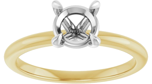 14K Yellow White 6.5 mm Round Solitaire Engagement Ring Mounting (3)