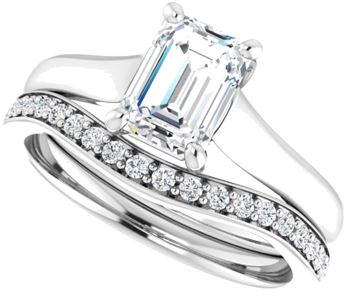 14K White 7x5 mm Emerald Solitaire Engagement Ring Mounting (10)