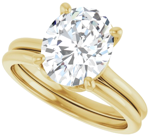 Sužadėtuvių Žiedas „Solitaire“ 585 Geltonojo Aukso Oval 10mm x 8mm (10)