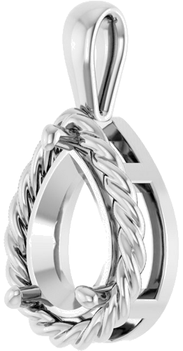 Pakabukas „Rope“ 585 Baltojo Aukso Pear Shape 10mm x 7mm (2)