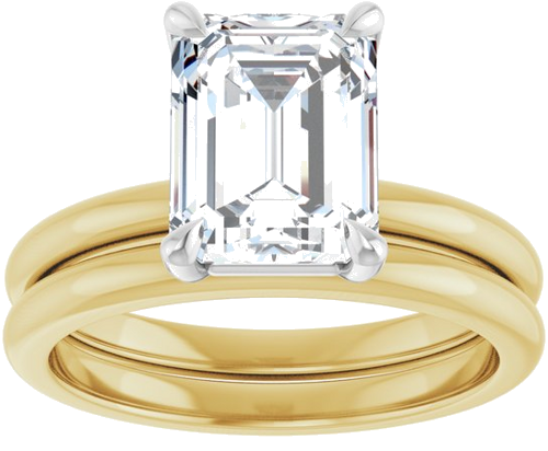 Sužadėtuvių Žiedas 585 Baltojo Ir Geltonojo Aukso Emerald 9mm x 7mm (8)