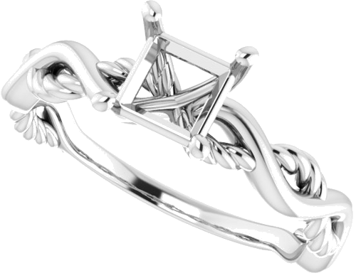 14K White  5 mm Square Solitaire Engagement Ring Mounting (5)