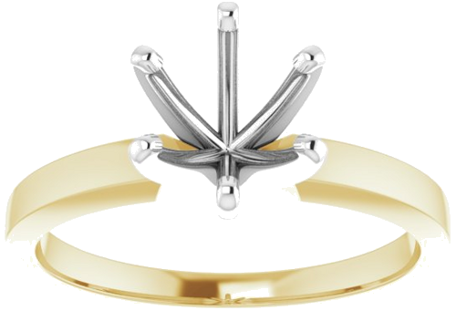 Sužadėtuvių Žiedas „Solitaire“ 585 Baltojo Ir Geltonojo Aukso Round 6.6mm x 7.2mm (3)