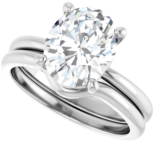 14K White 10x8 mm Oval Solitaire Engagement Ring Mounting (10)