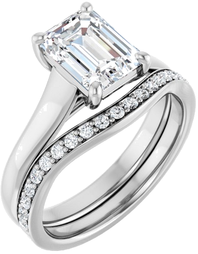 14K White 8x6 mm Emerald Solitaire Engagement Ring Mounting (6)