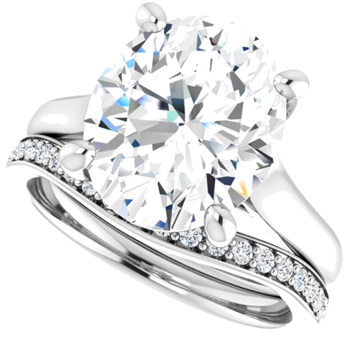 Platinum 12x10 mm Oval Solitaire Engagement Ring Mounting (10)