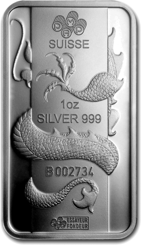 1 oz Collectible Investment Silver Bar 2012 Dragon Year Lunar PAMP (4)