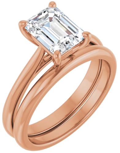 Sužadėtuvių Žiedas „Solitaire“ 750 Rožinis Aukso Emerald 8mm x 6mm (6)