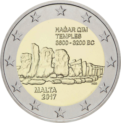 2017 Малта Монета от 2 евро Храм Хагар Ким (1)