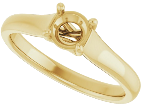 14K Yellow 5.2 mm Round Solitaire Engagement Ring Mounting (5)