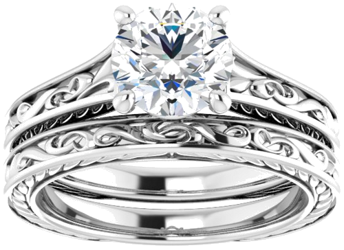 Sužadėtuvių Žiedas „Scroll Solitaire“ 585 Baltojo Aukso Round 7mm (8)