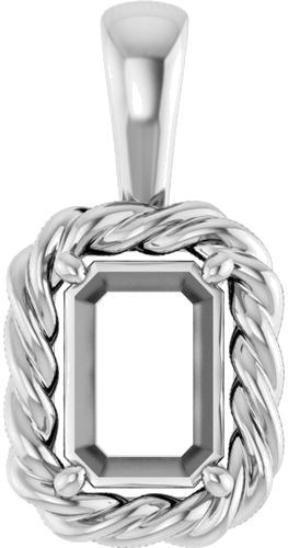 Pakabukas „Rope“ 585 Baltojo Aukso Emerald 7mm x 5mm (1)