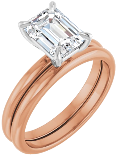 14K Rose White 8 x 6 mm Emerald Engagement Ring Mounting (6)