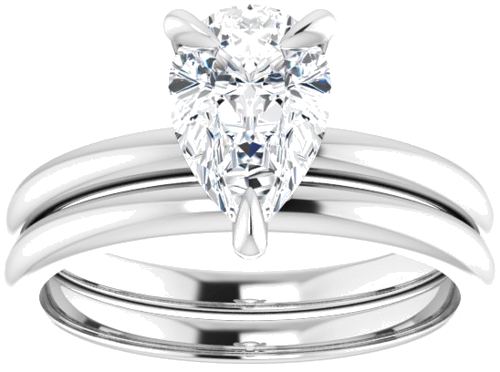 Sužadėtuvių Žiedas „Solitaire“ 585 Baltojo Aukso Pear Shape 9mm x 6mm (8)