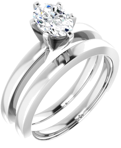 Sužadėtuvių Žiedas „Solitaire“ 417 Baltojo Aukso Oval 7mm x 5mm (6)