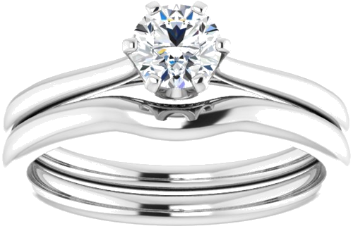 Sužadėtuvių Žiedas „Solitaire“ 585 Baltojo Aukso Round 4.8mm (8)