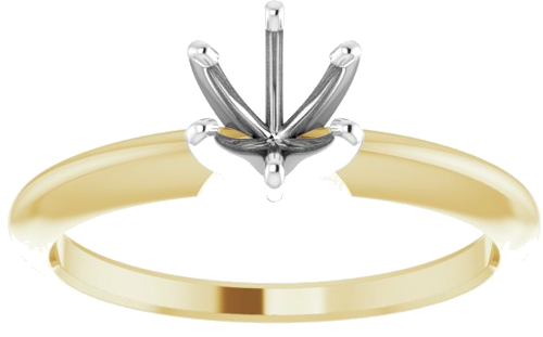 14K Yellow   White 5.4-5.7 mm Round 6-Prong Comfort-Fit Solitaire Ring Mounting (3)
