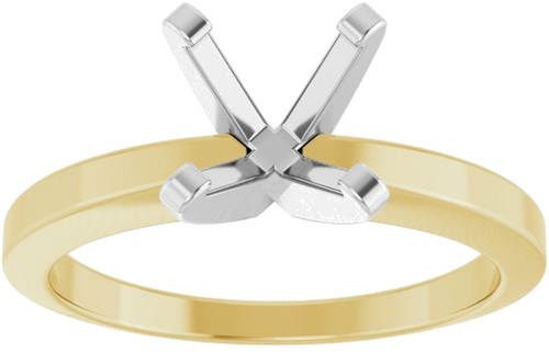 14K Yellow White 7 mm Round Solitaire Engagement Ring Mounting (3)