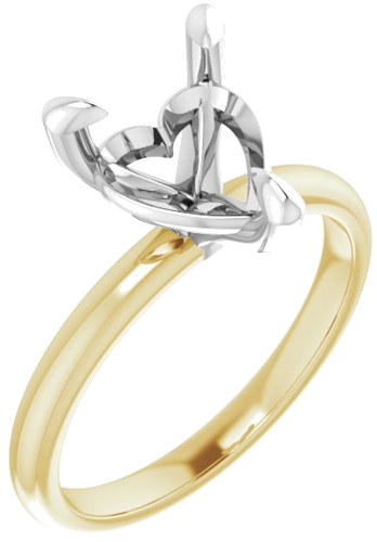 14K Yellow White 9 x 9 mm Heart Engagement Ring Mounting (1)