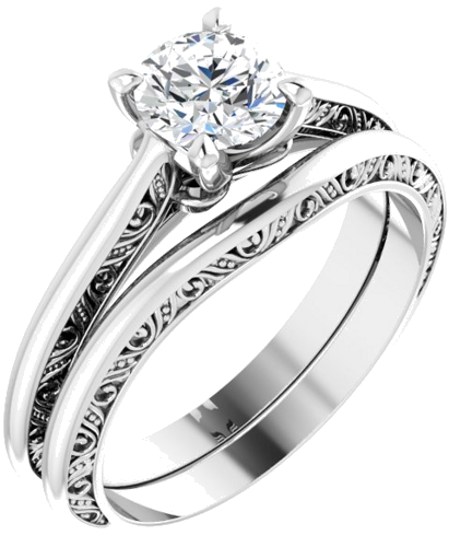 Sužadėtuvių Žiedas „Sculptural Solitaire“ 585 Baltojo Aukso Round 5.8mm (6)