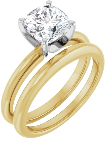 14K Yellow   White  7x7 mm Cushion Solitaire Engagement Ring Mounting (6)