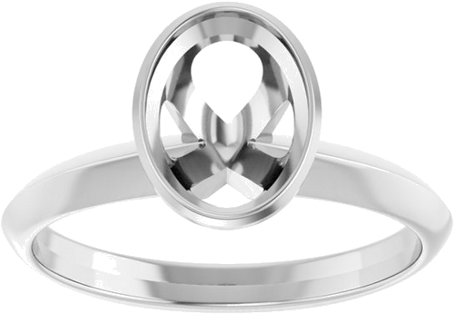14K White 8 x 6 mm Oval Solitaire Engagement Ring Mounting (3)
